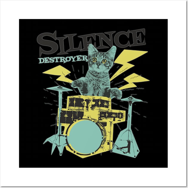 Cat drummer Wall Art by Catfactory